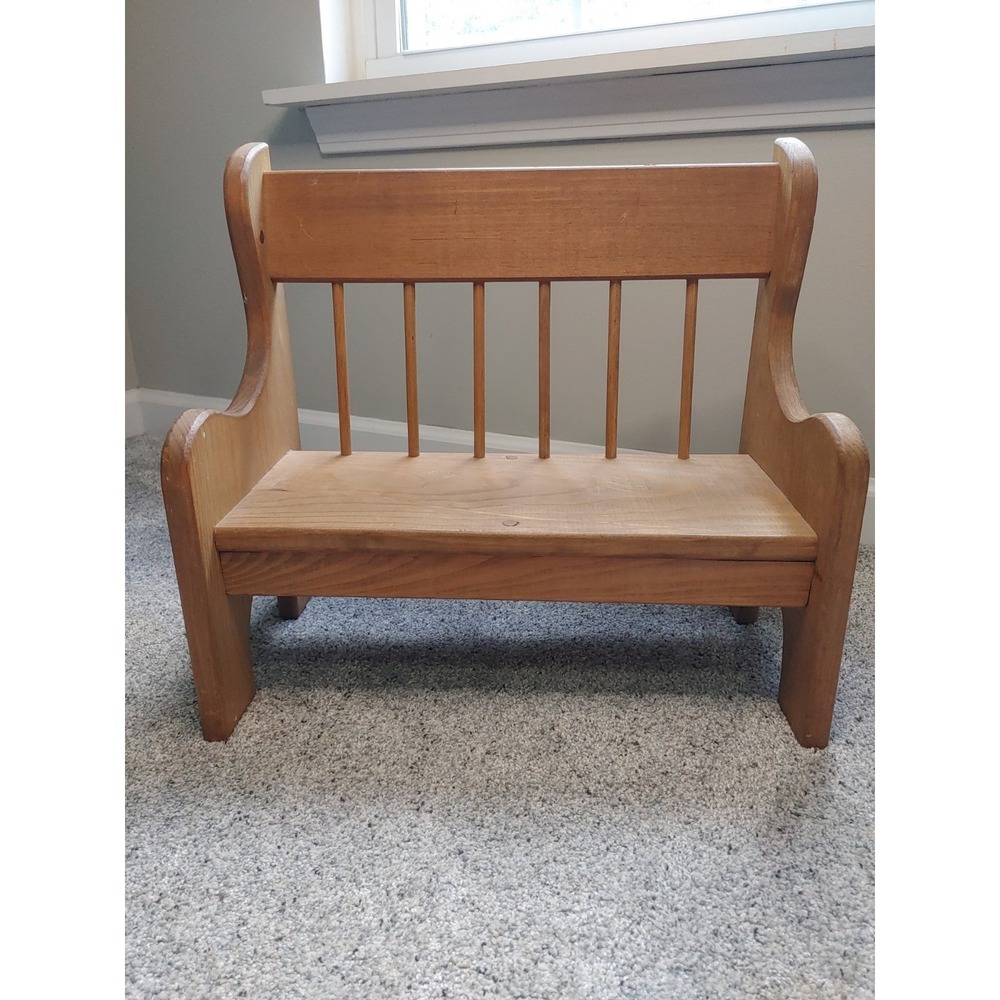 Vtg Wooden Child's Deacon Sitting Bench Plant Stand Rustic Country Decor Nursery